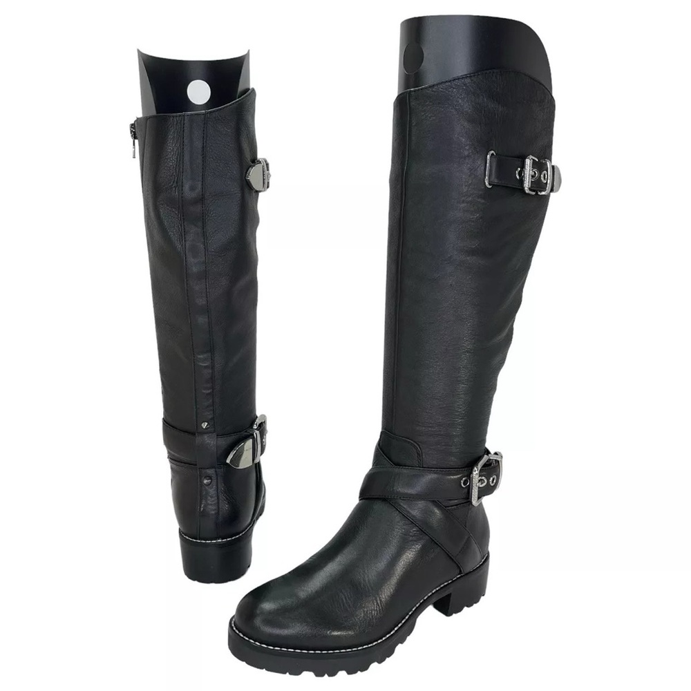Marc Fisher Knee High Genuine Soft Leather Biker/Motto Style Boots - Black sz6.5 - Picture 3 of 16